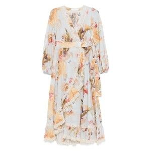 Zimmermann Floral-Print Maxi Dress With Lace Trim And Self-Tie Fastening - NWT